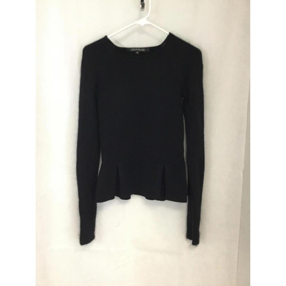 [195]Timo Weiland Sweater Womens 4 Black Peplum Hem Angora Wool Knit Long Sleeve